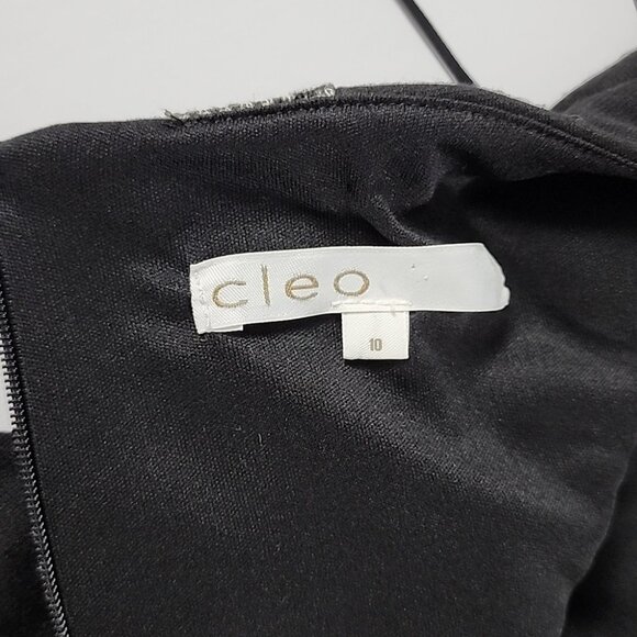 Cleo Sleeveless Dress Black Grey Boat Neckline Knee Length Fitted Size 10 - Picture 6 of 12